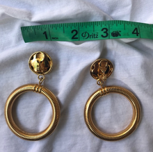 Load image into Gallery viewer, Vintage 1980’s Monet Gold Clip On Hoops