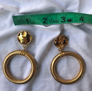 Vintage 1980’s Monet Gold Clip On Hoops