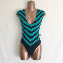 Load image into Gallery viewer, Vintage  1980&#39;s/1990&#39;s Chevron Leotard S