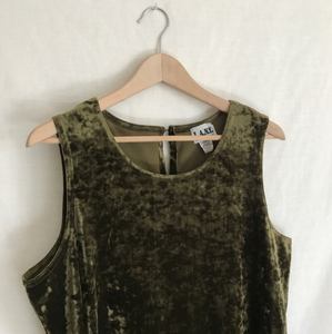 Vintage 1990's Olive Green Crushed Velvet Dress 1X