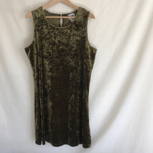 Vintage 1990's Olive Green Crushed Velvet Dress 1X