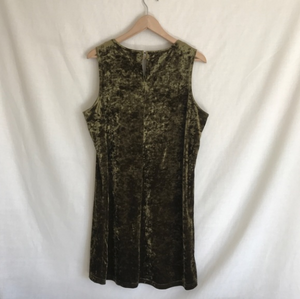 Vintage 1990's Olive Green Crushed Velvet Dress 1X