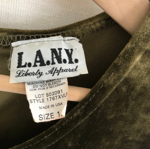 Vintage 1990's Olive Green Crushed Velvet Dress 1X