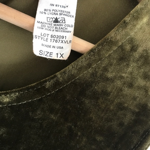 Vintage 1990's Olive Green Crushed Velvet Dress 1X